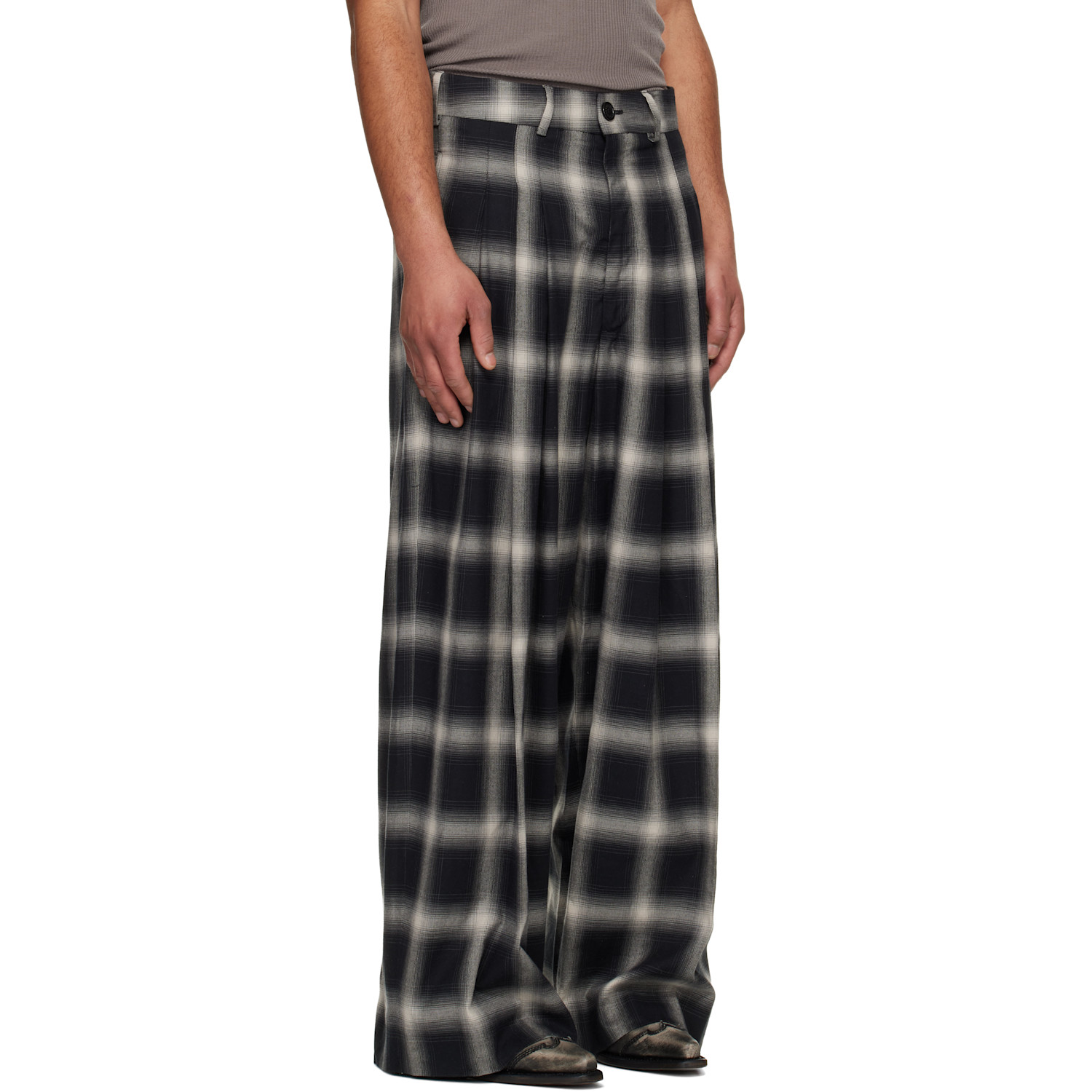  Lu'u Dan Gray Triple Pleat Trousers 
