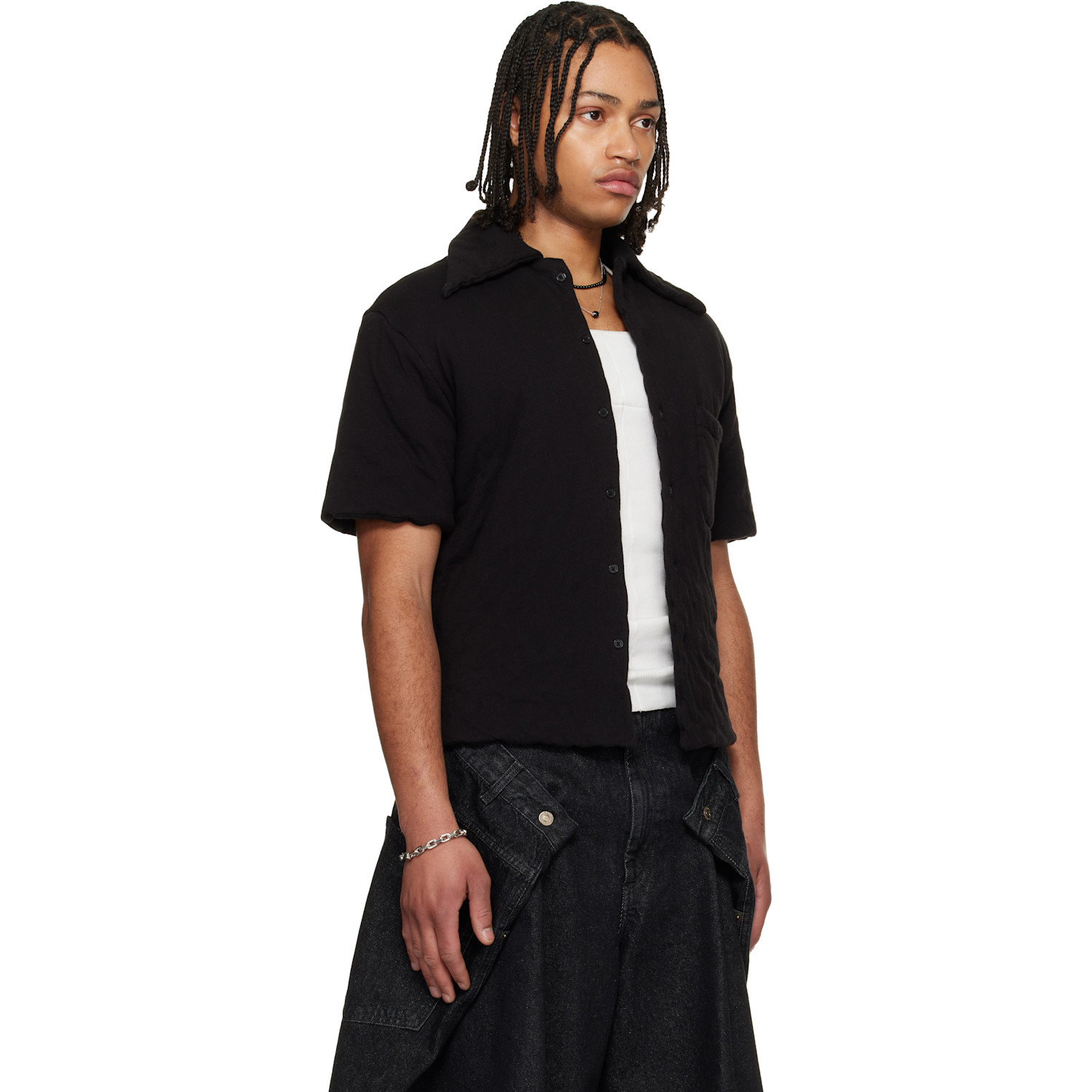  Lu'u Dan Black Wadded Shift Shirt 