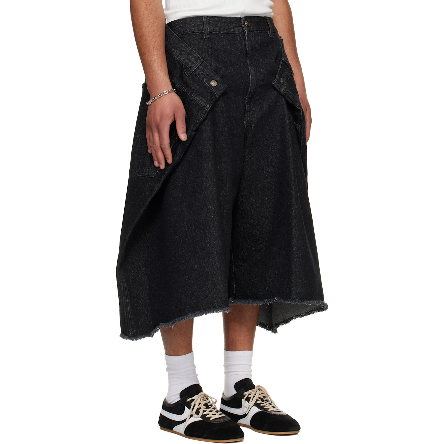  Lu'u Dan Black Denim Maxi Shorts 