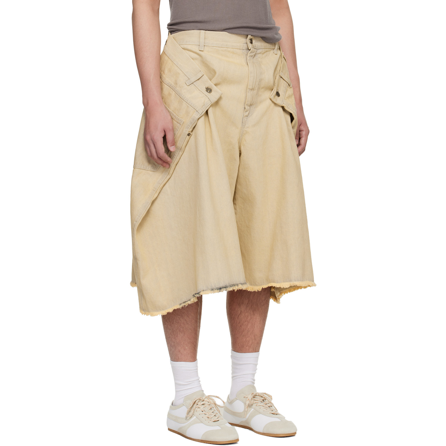  Lu'u Dan Off-white Maxi Denim Shorts 