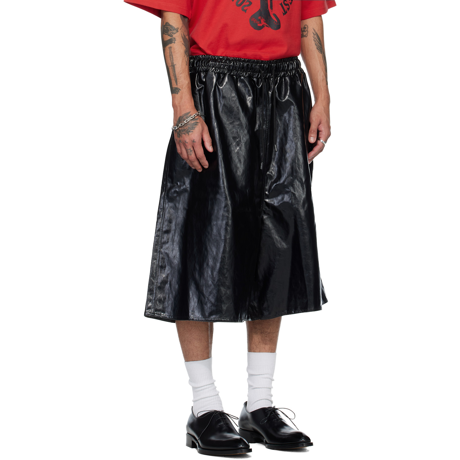  Lu'u Dan Black Bball Faux-leather Shorts 