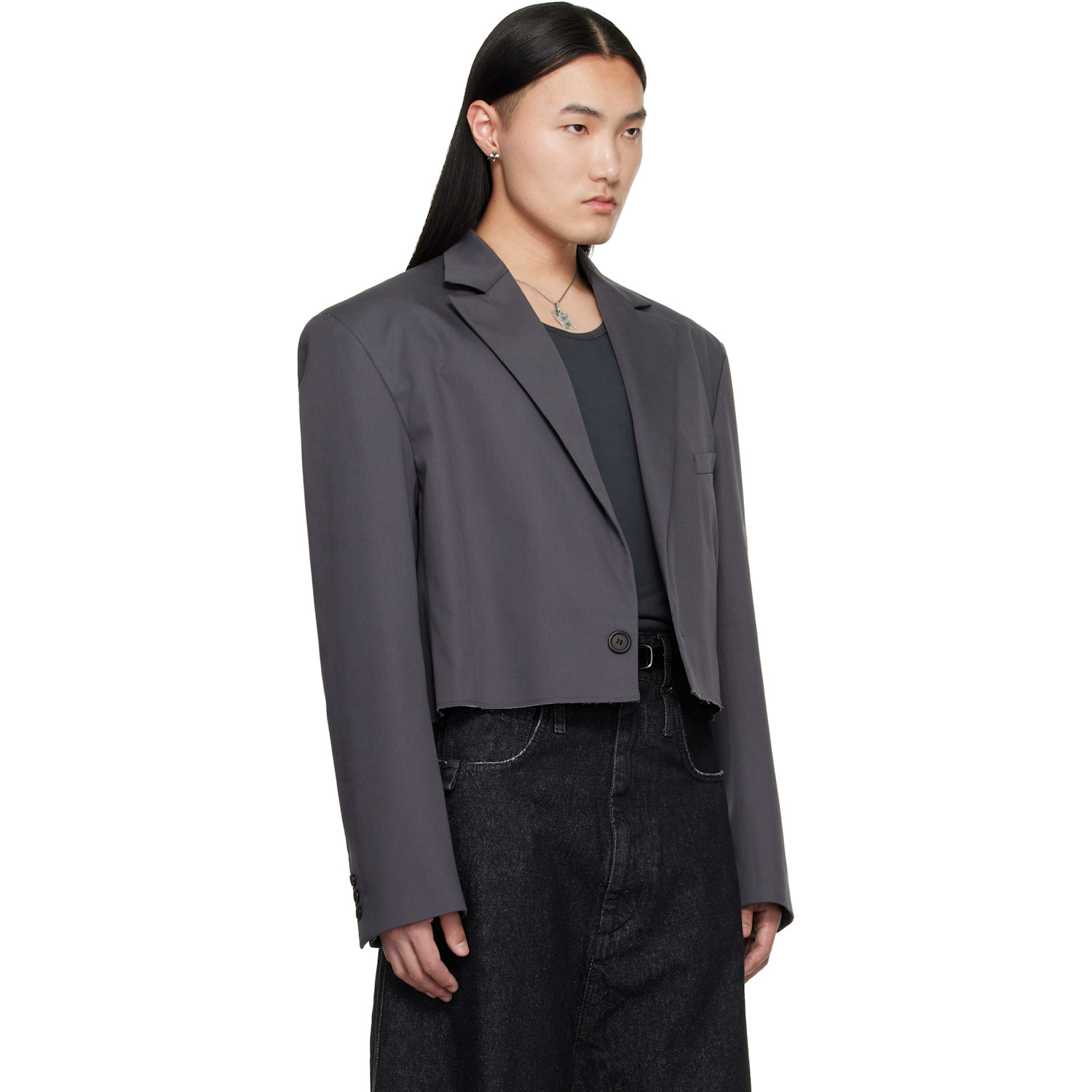  Lu'u Dan Gray Slashed Blazer 
