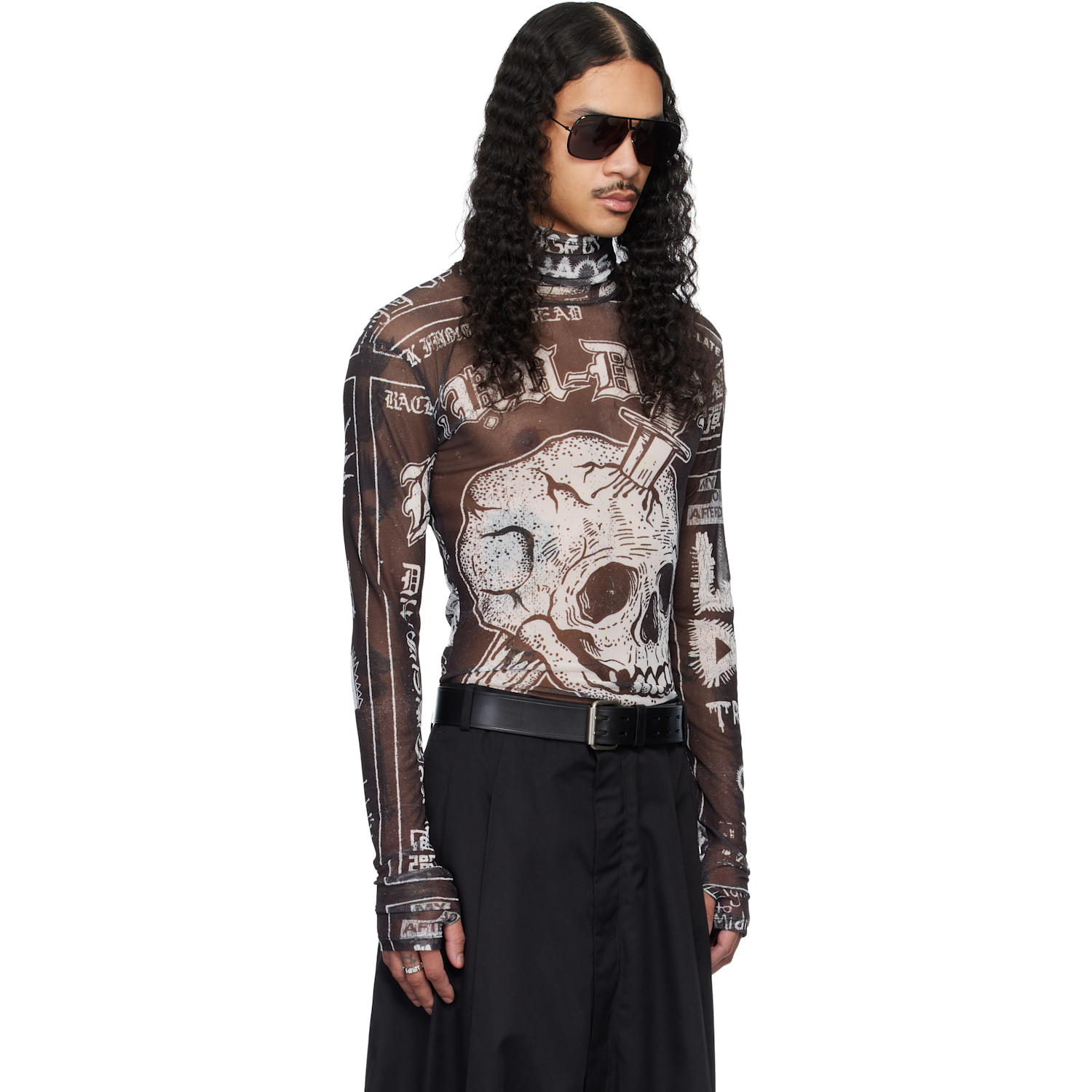  Lu'u Dan Black Masked Mesh Top 
