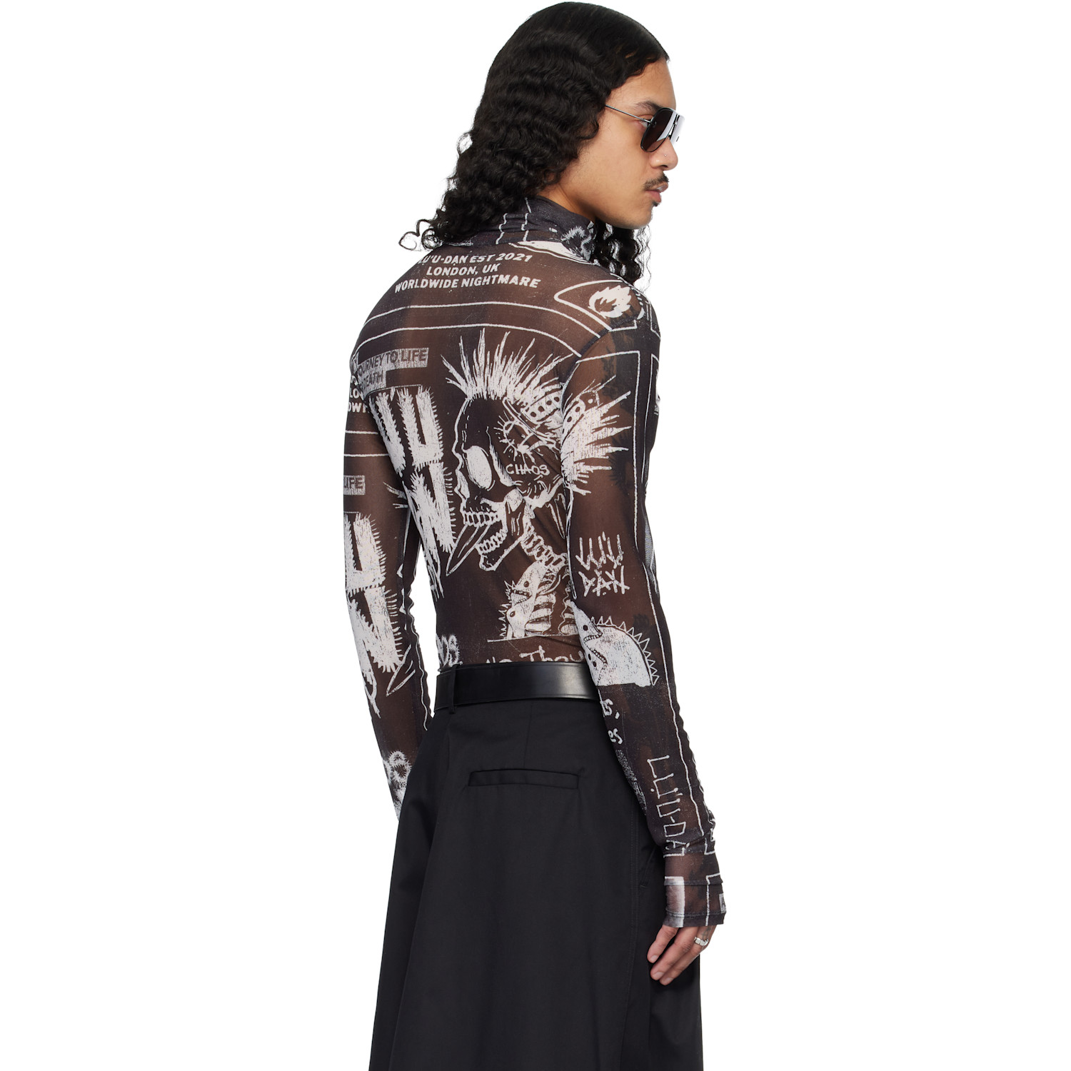  Lu'u Dan Black Masked Mesh Top 