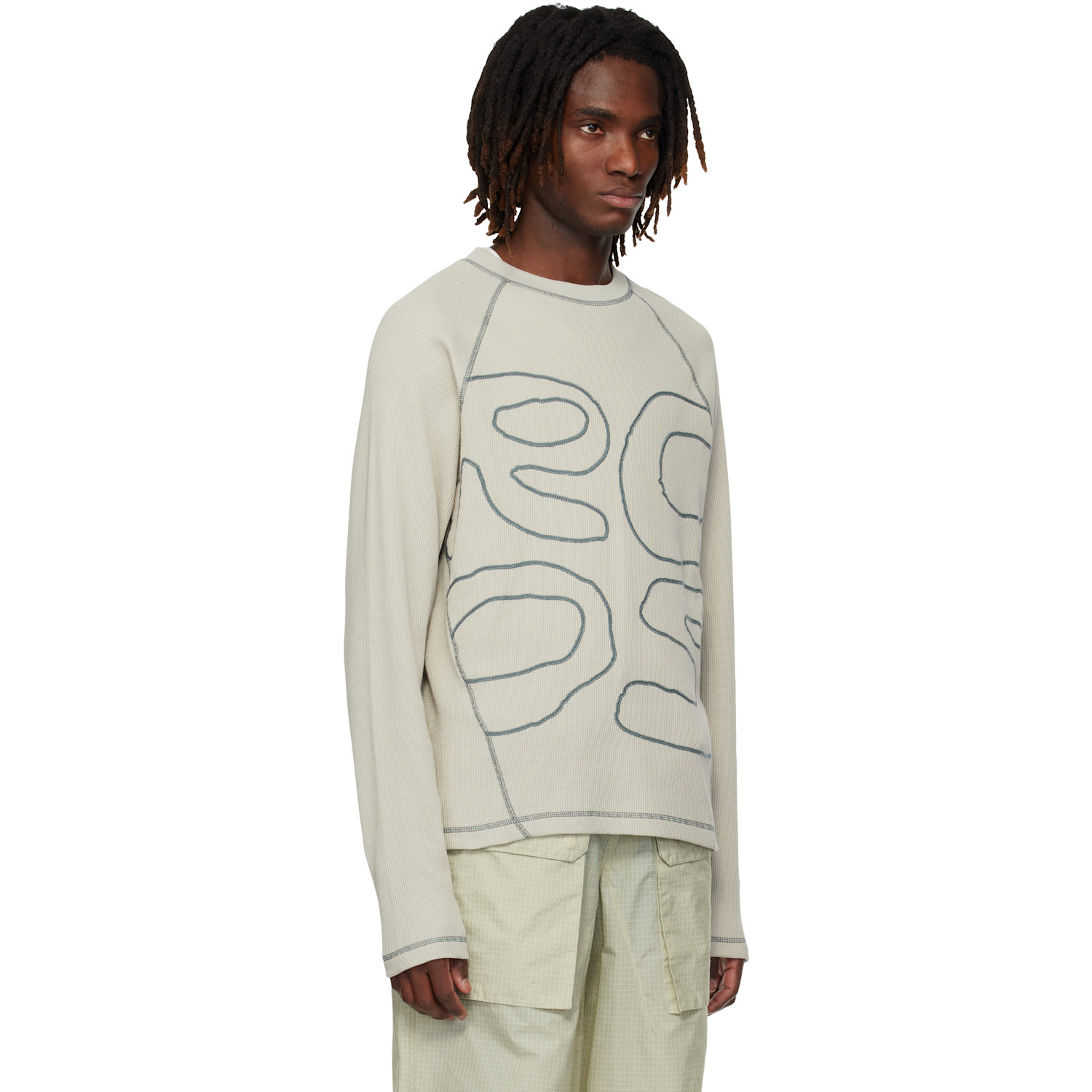  Rcos Beige Stack Logo Waffleknit Longsleeve T-shirt 