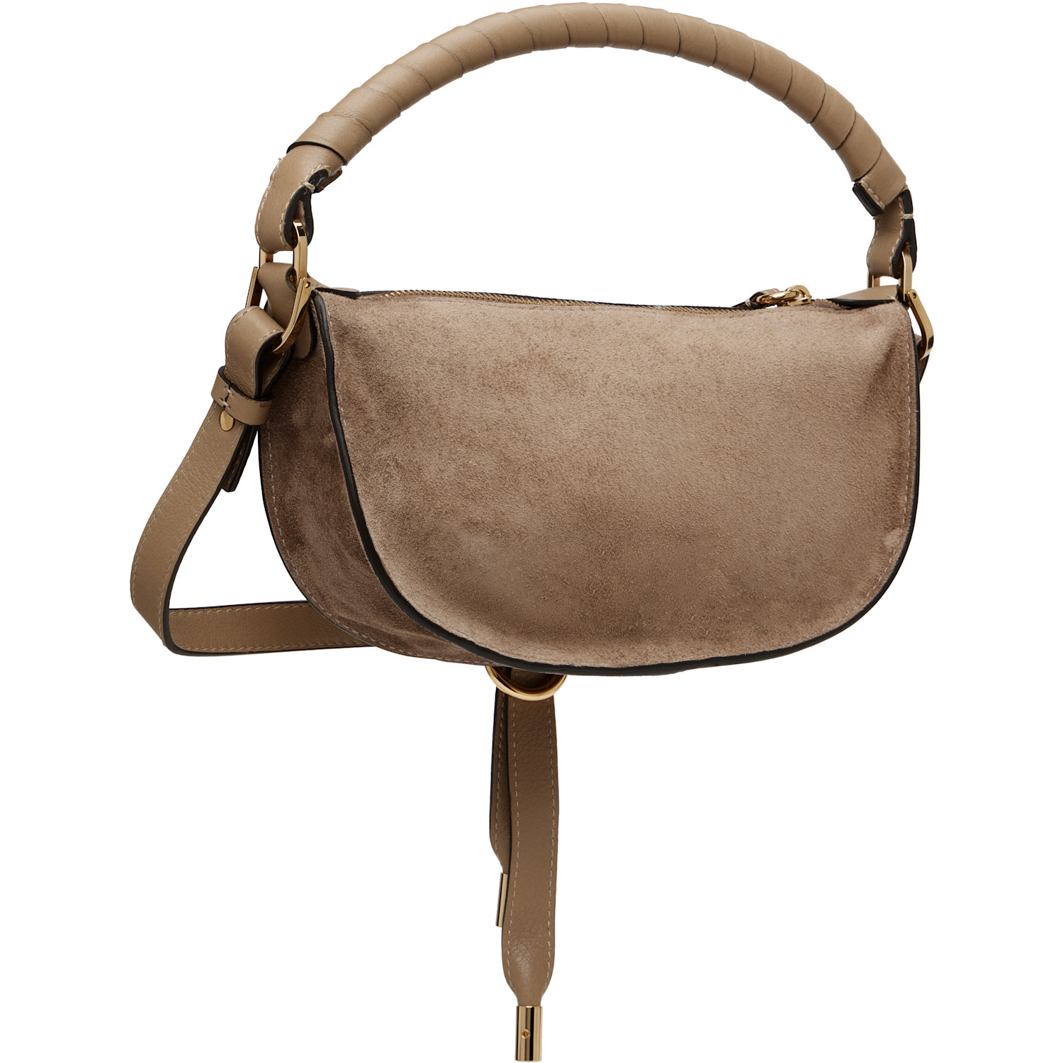  Chloé Taupe Suede Leather Mini Marcie Shoulder Bag 