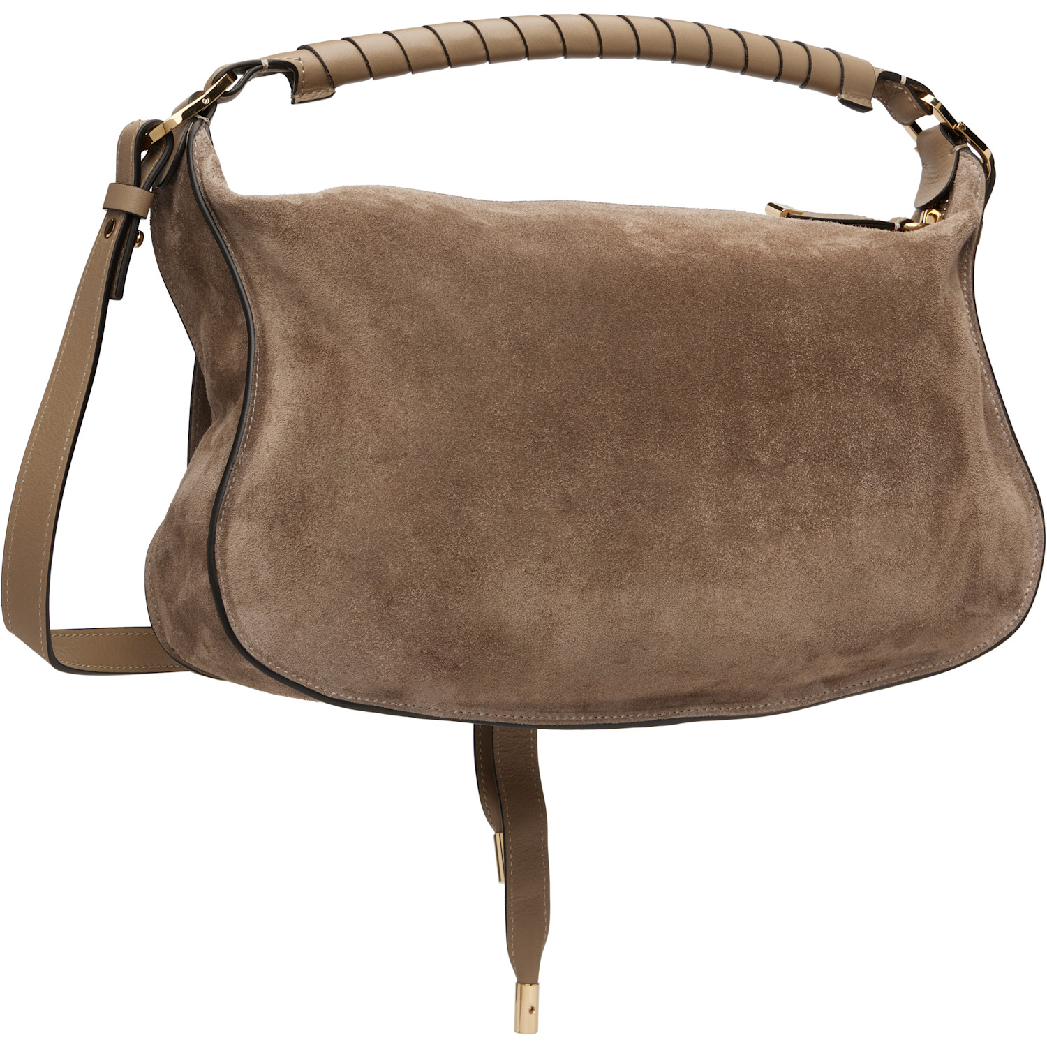  Chloé Taupe Suede Leather Small Marcie Shoulder Bag 