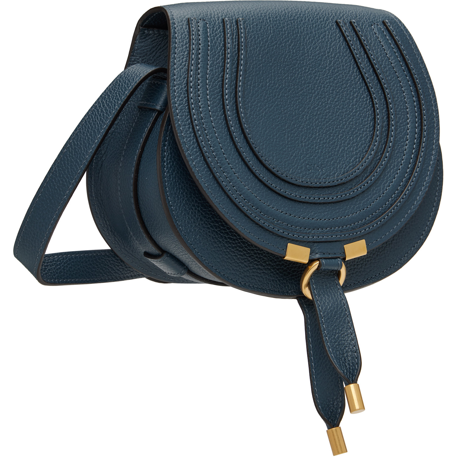  Chloé Navy Grained Leather Small Marcie Saddle Bag 