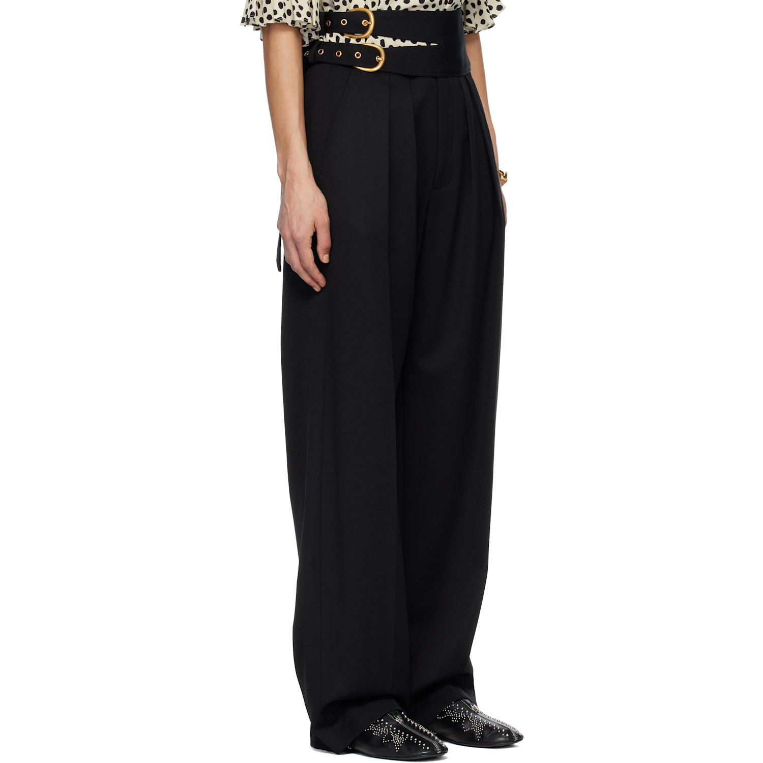  Chloé Black Wool Grain De Poudre High-rise Tailored Trousers 
