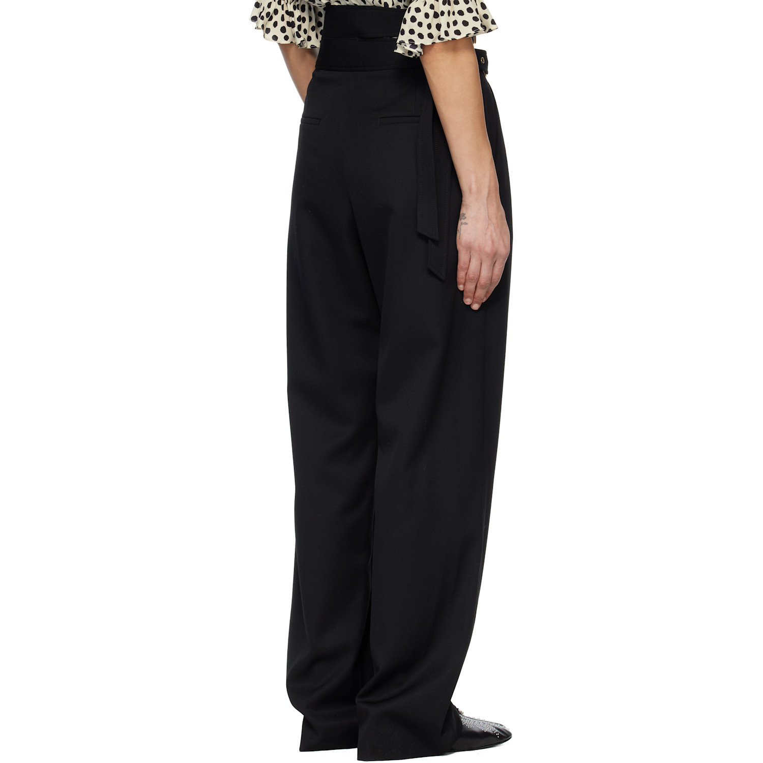  Chloé Black Wool Grain De Poudre High-rise Tailored Trousers 