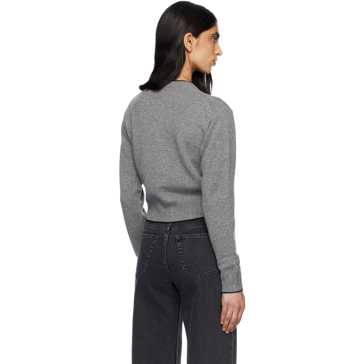  Chloé Gray Fitted Logo Cardigan 
