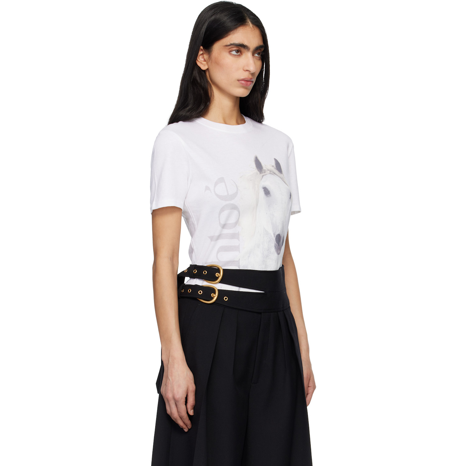  Chloé White Cotton Jersey Crew-neck Logo T-shirt 