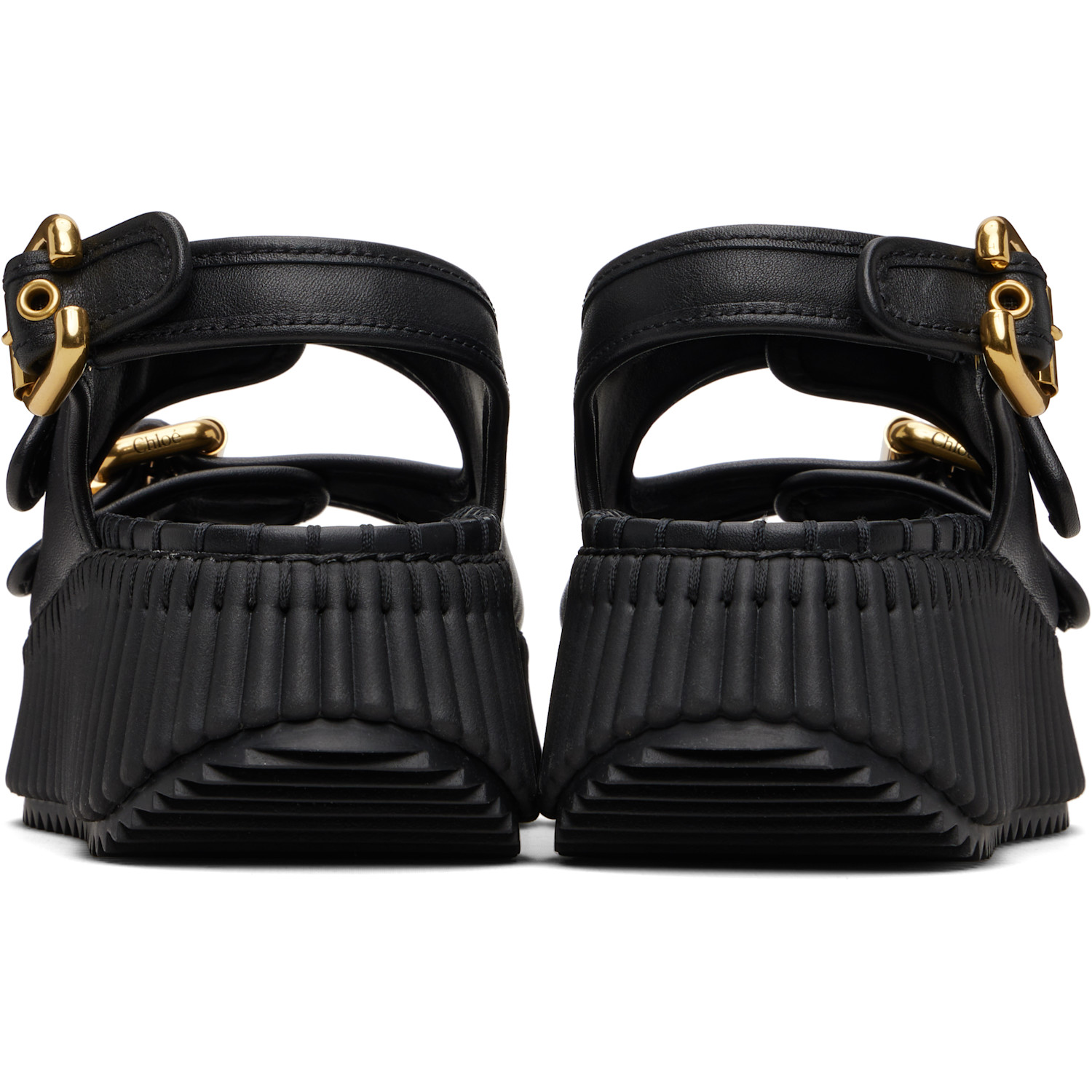  Chloé Black Nama Wedge Sandals 