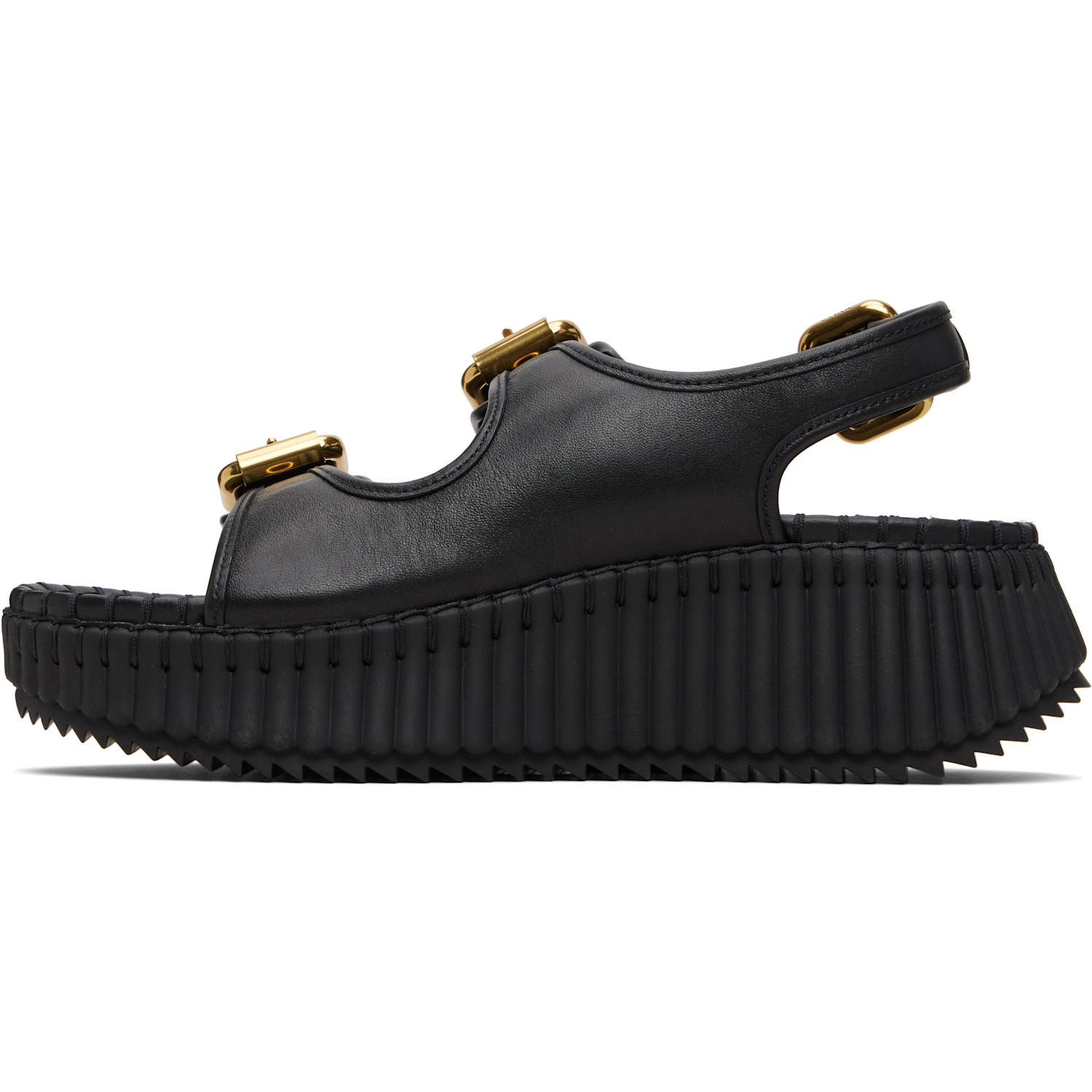  Chloé Black Nama Wedge Sandals 