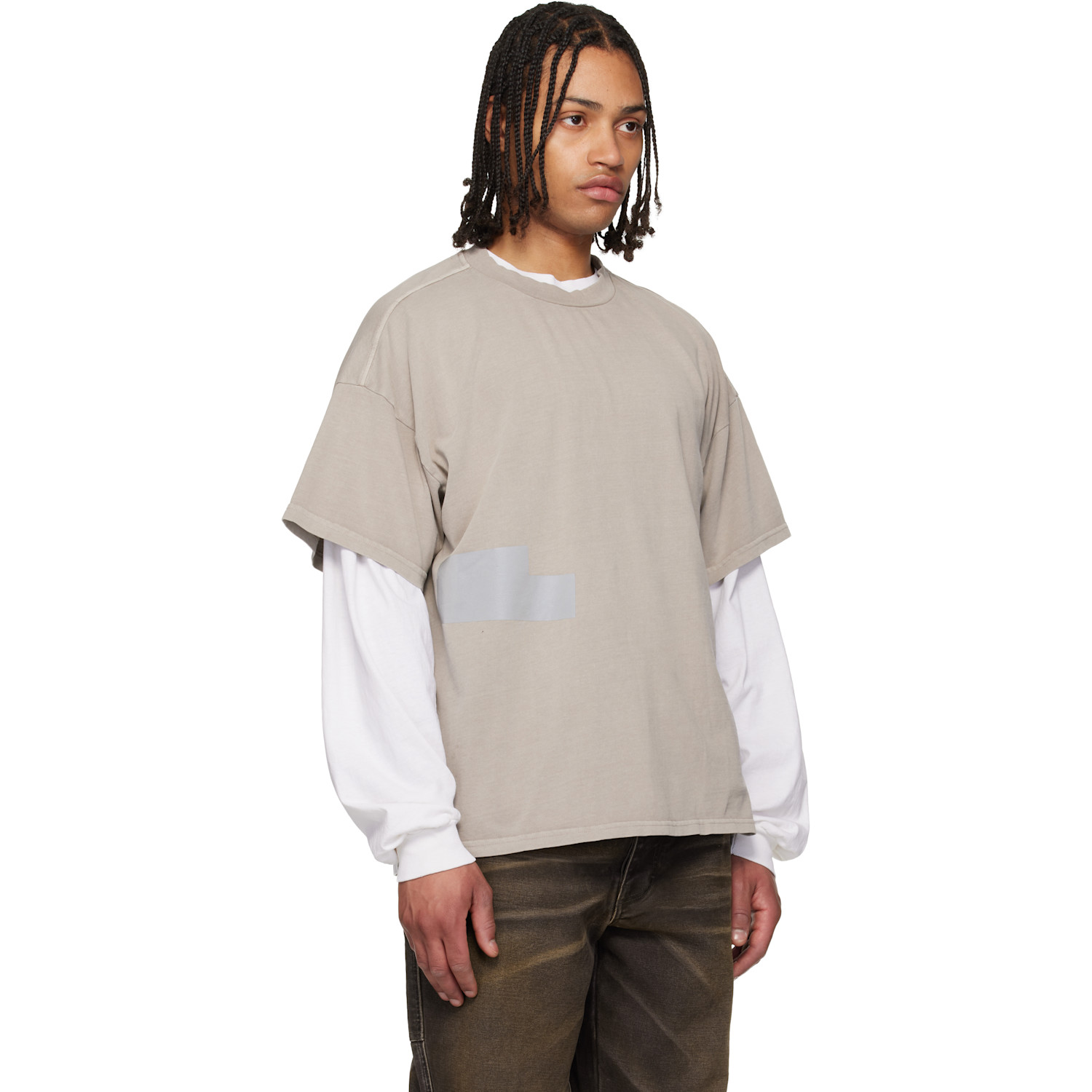  Alexander Digenova Taupe Taped Patch T-shirt 