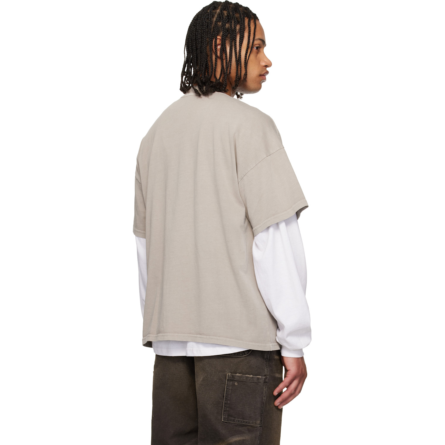  Alexander Digenova Taupe Taped Patch T-shirt 