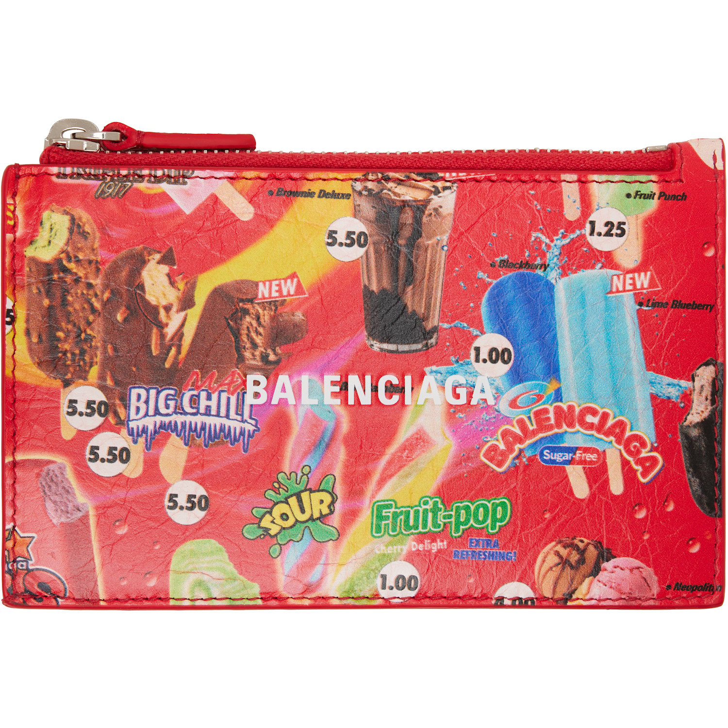 Balenciaga Red Cash Long Coin Card Holder
