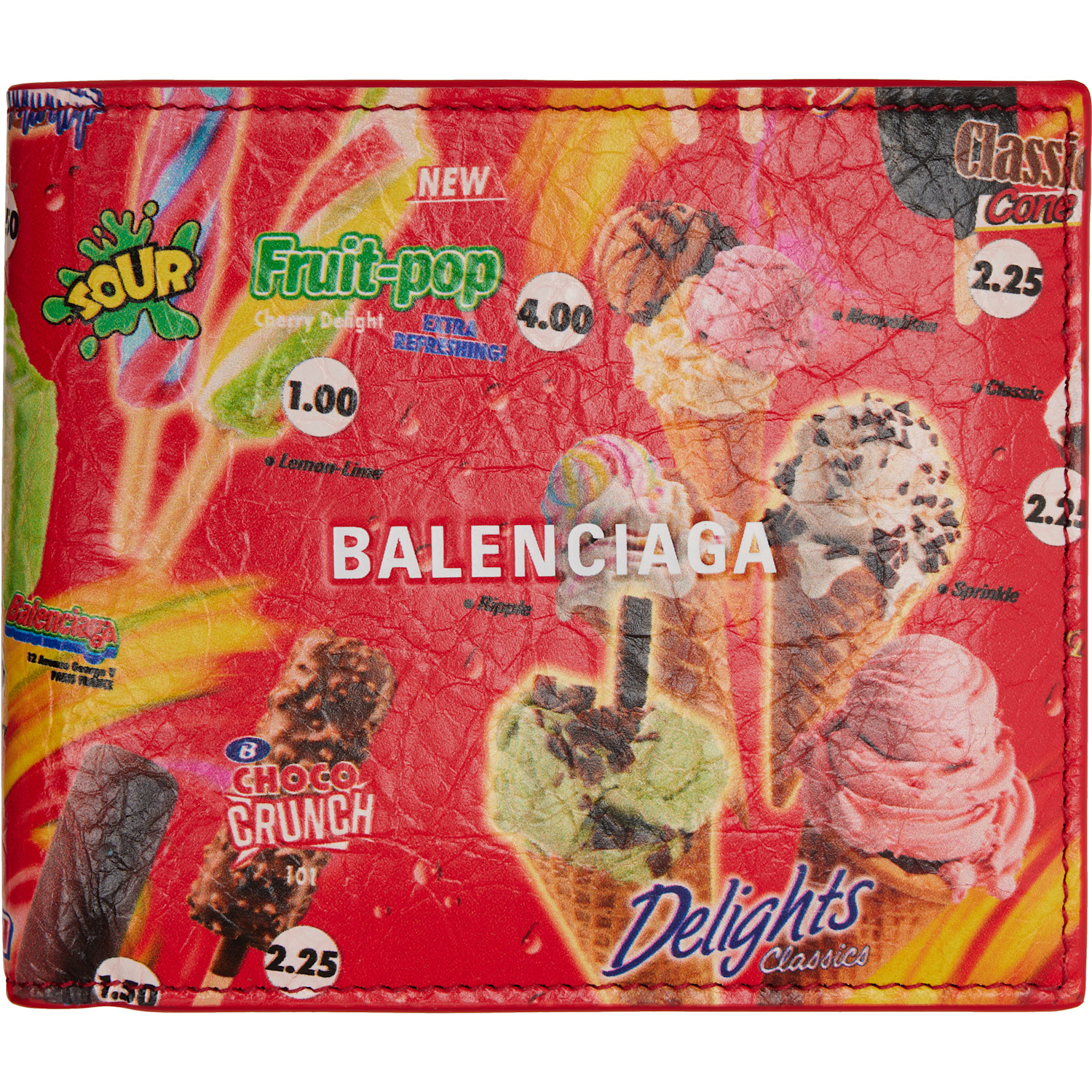 Balenciaga Red Cash Square Folded Coin Wallet