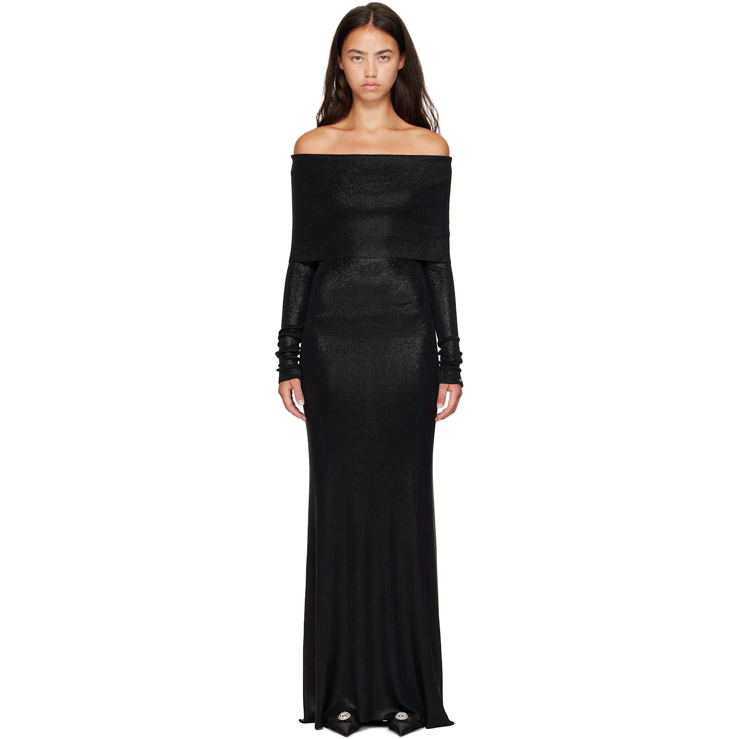 Balenciaga Black Off-Shoulder Maxi Dress