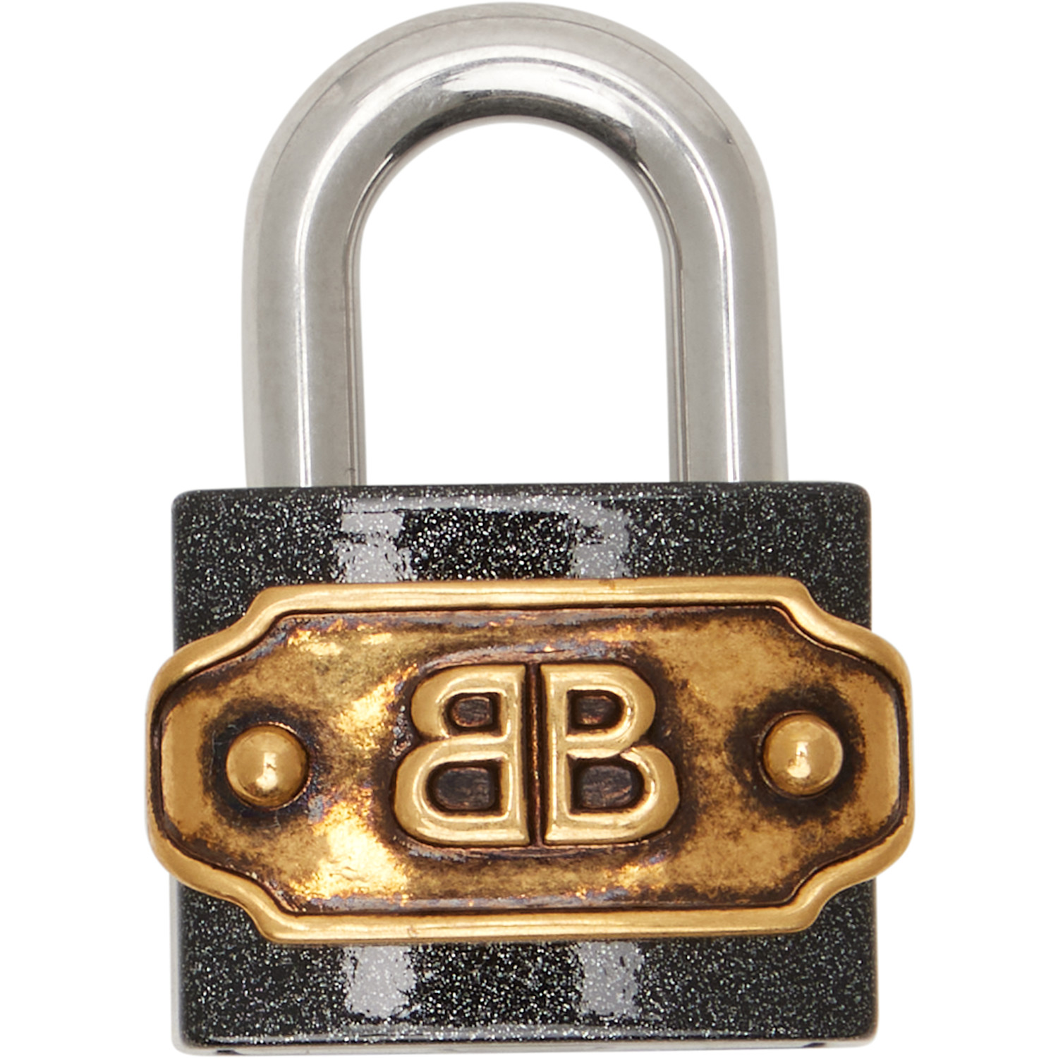 Balenciaga Black & Silver BB Padlock Bag Charm