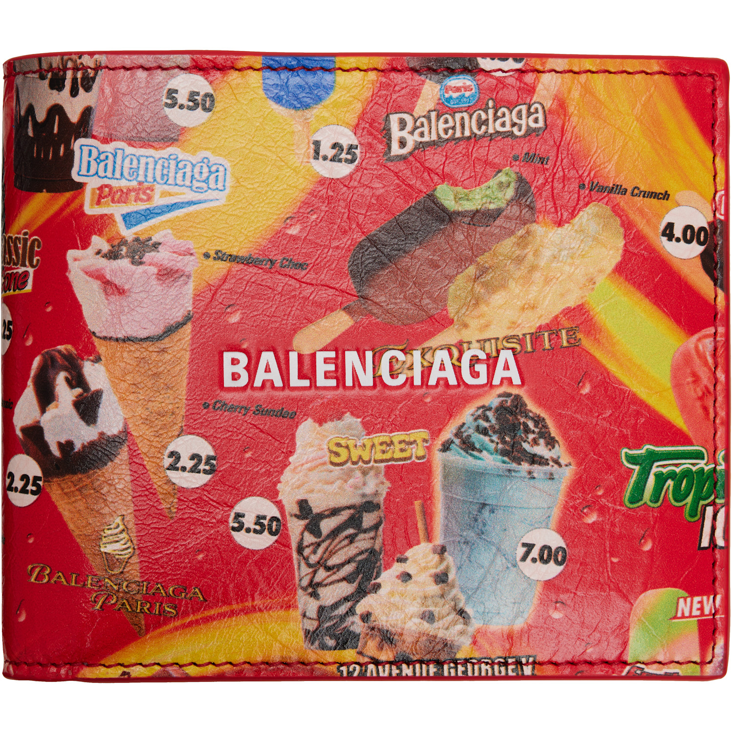 Balenciaga Red Cash Square Folded Coin Wallet
