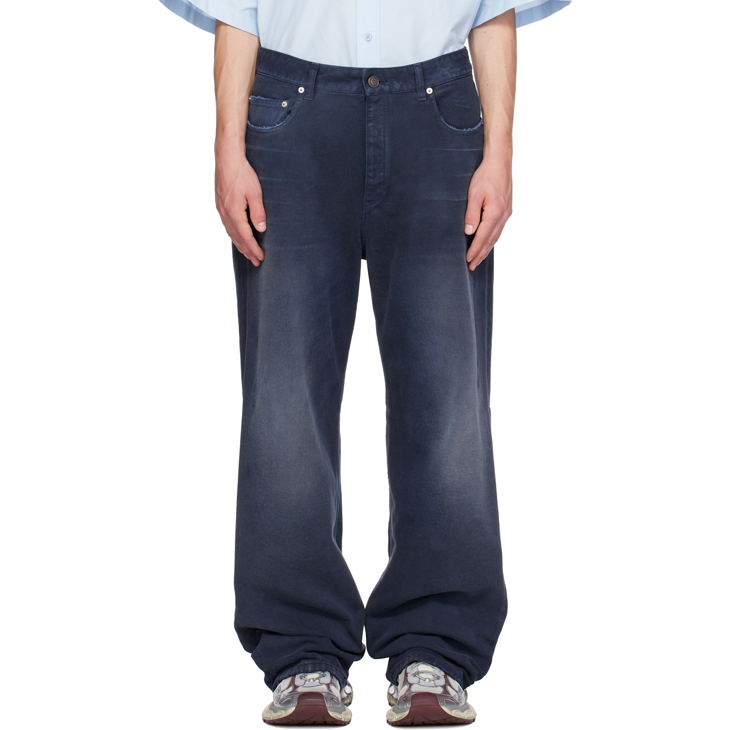 Balenciaga Navy Curved Knee Jeans
