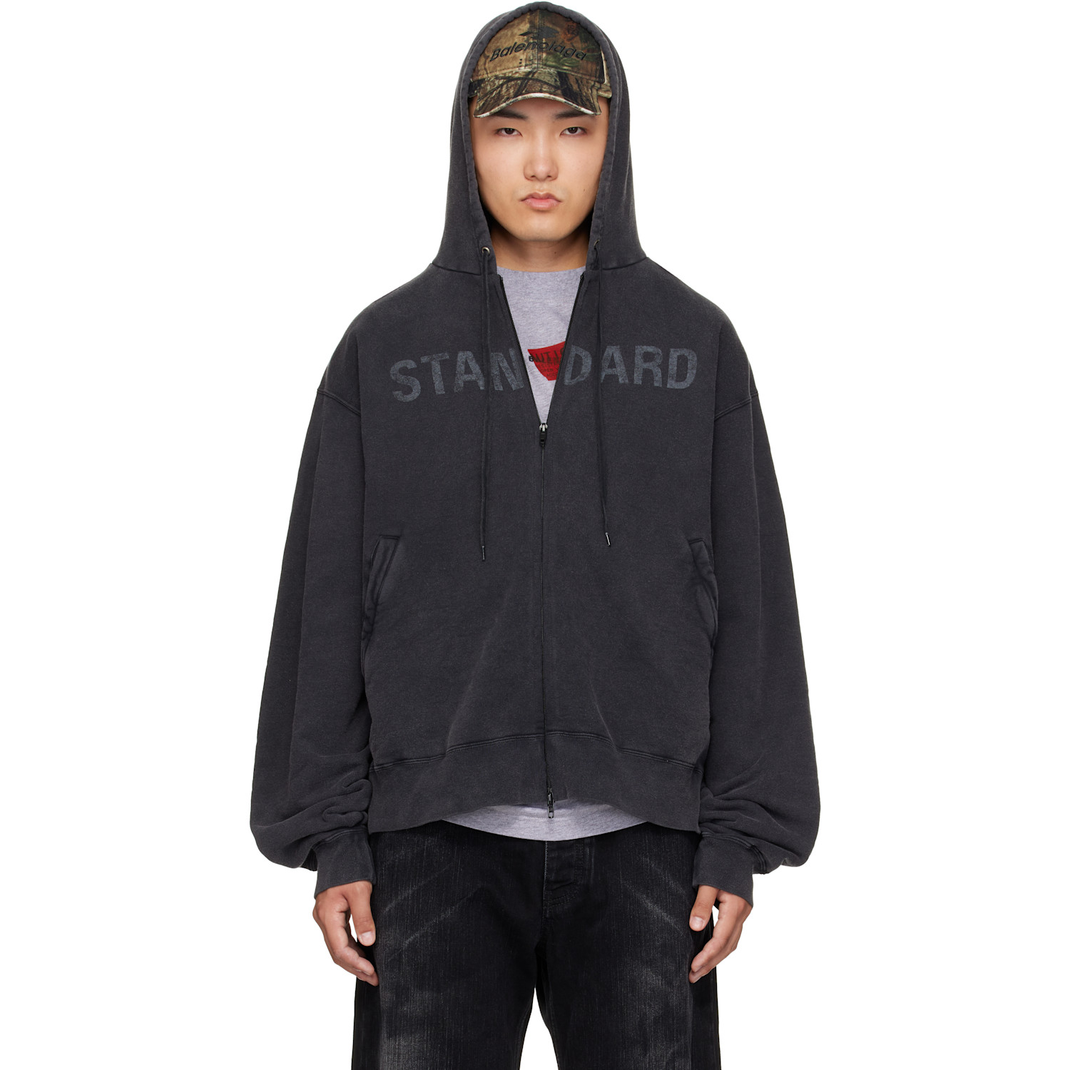 Balenciaga Black 'Standard' Zip-Up Hoodie