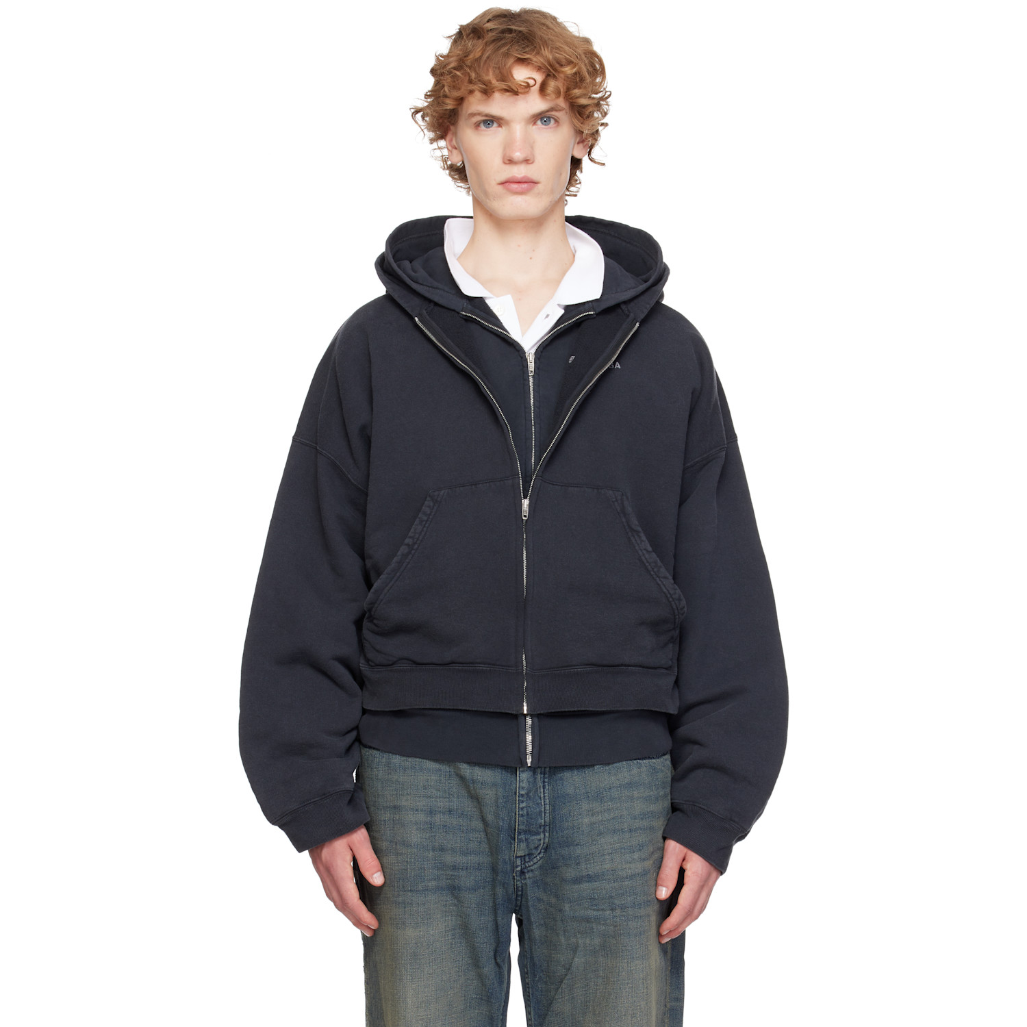 Balenciaga Black Layered Zip-Up Hoodie