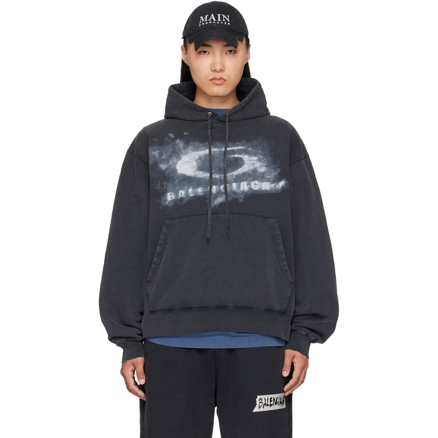 Balenciaga Black Washed Crayon Loop Hoodie