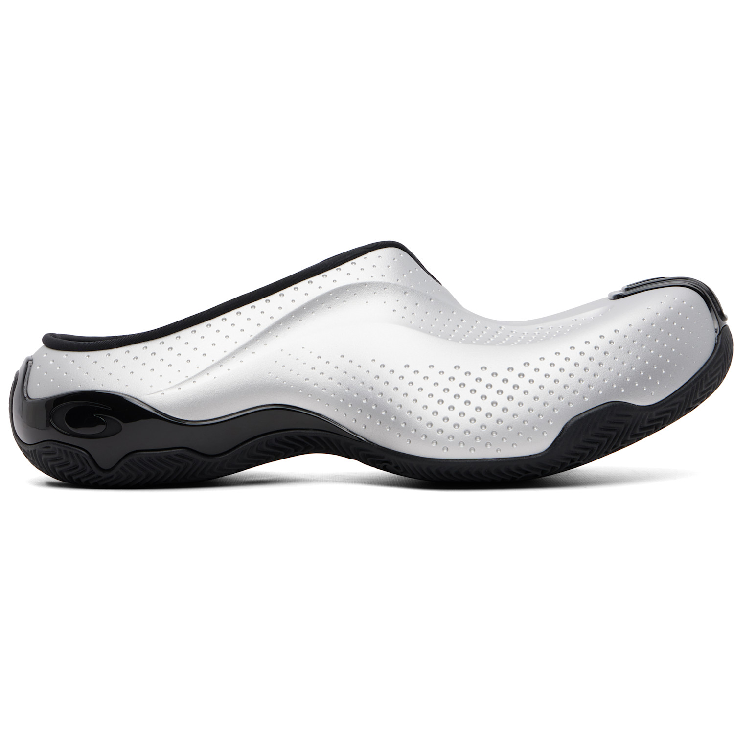Balenciaga Silver & Black Basketball Slip On Flats
