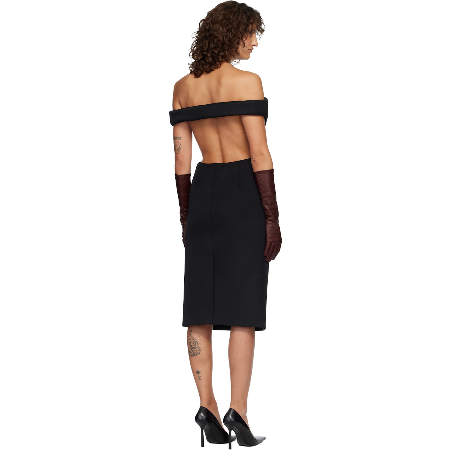  Mugler Black Sculptural Midi Dress 
