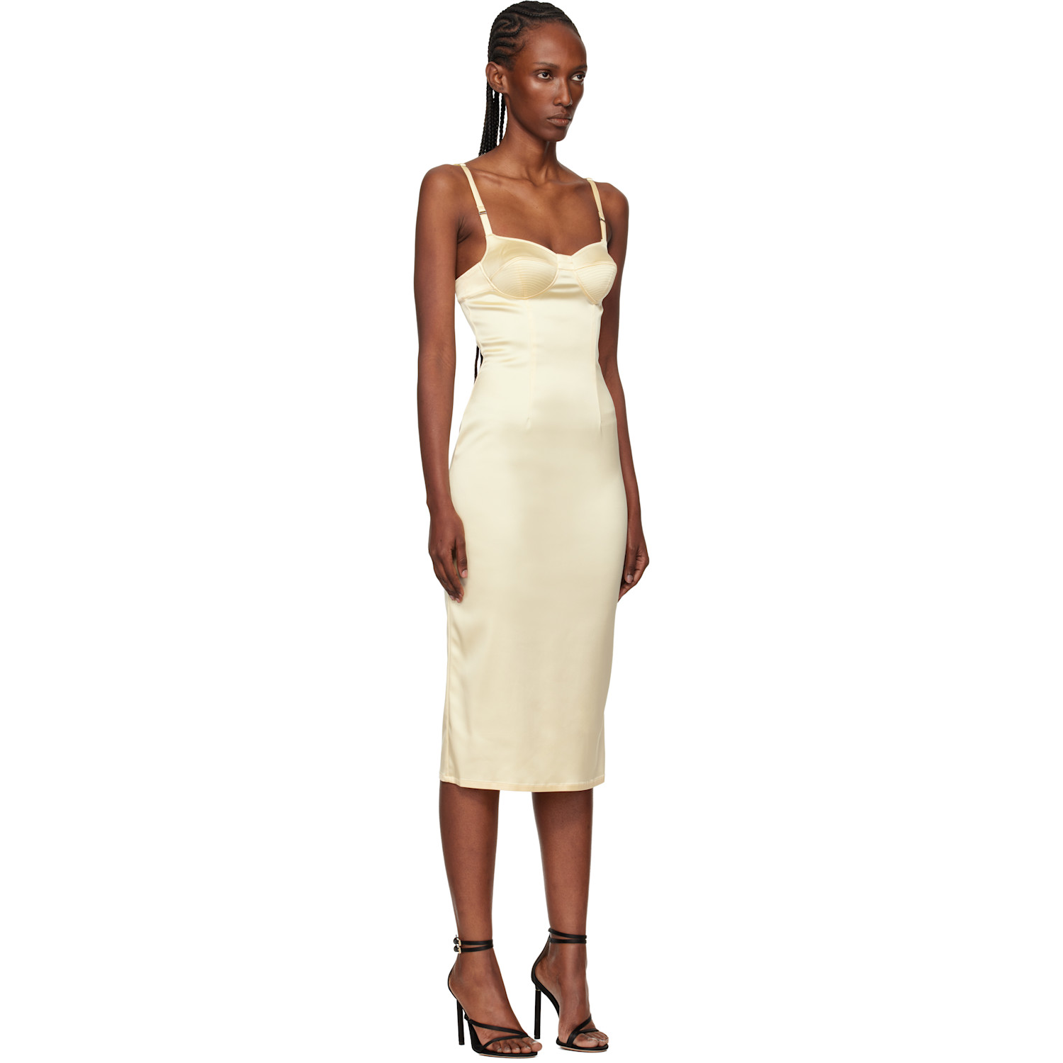  Mugler Yellow Lingerie Midi Dress 