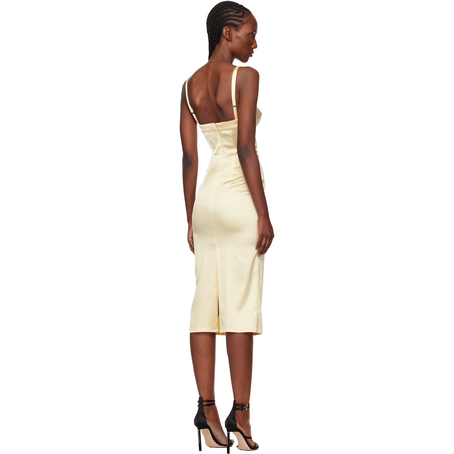 Mugler Yellow Lingerie Midi Dress 