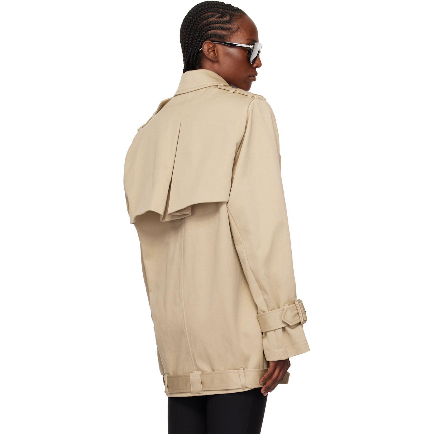  Mugler Beige Dropped Trench Coat 