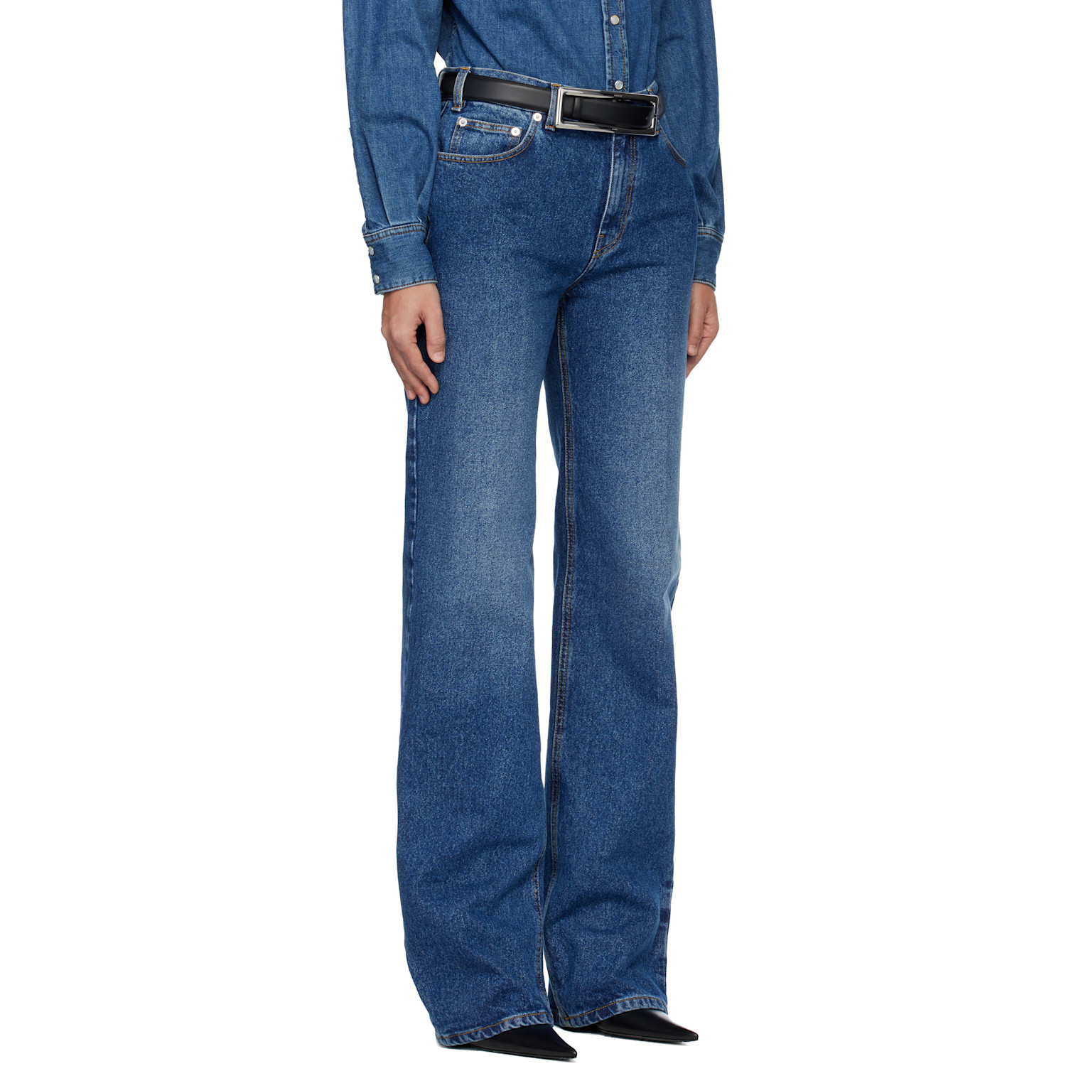 Mugler Blue Five Pocket Straight Denim Jeans 