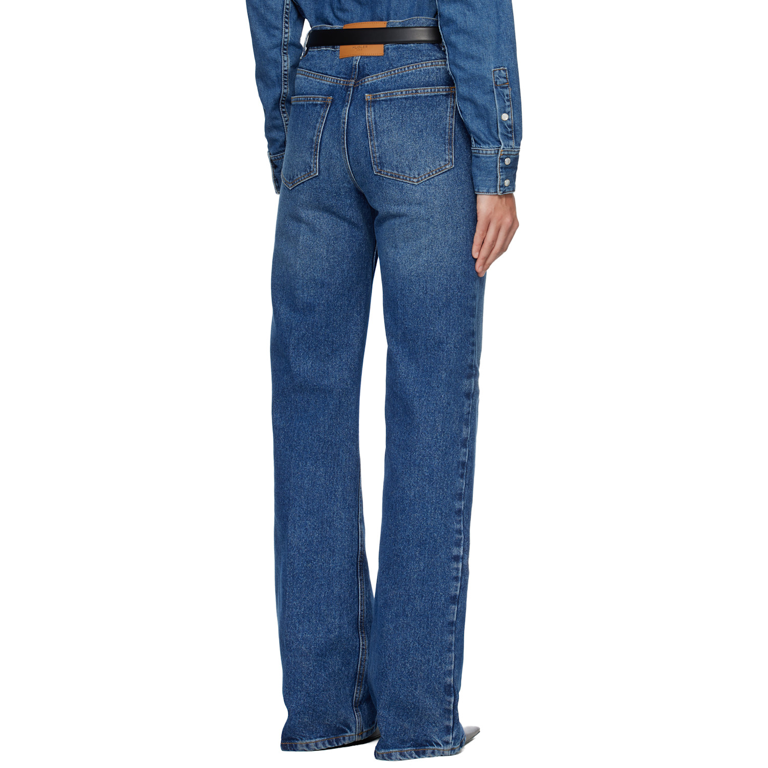 Mugler Blue Five Pocket Straight Denim Jeans 