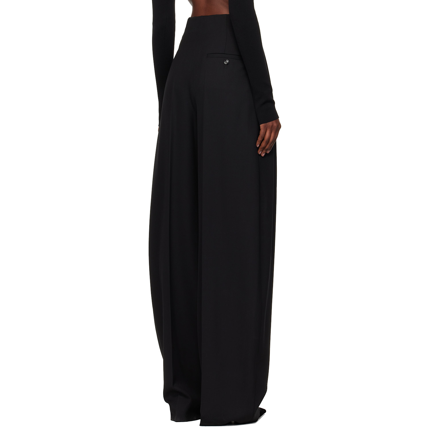  Mugler Black Wide Pleated Trousers 