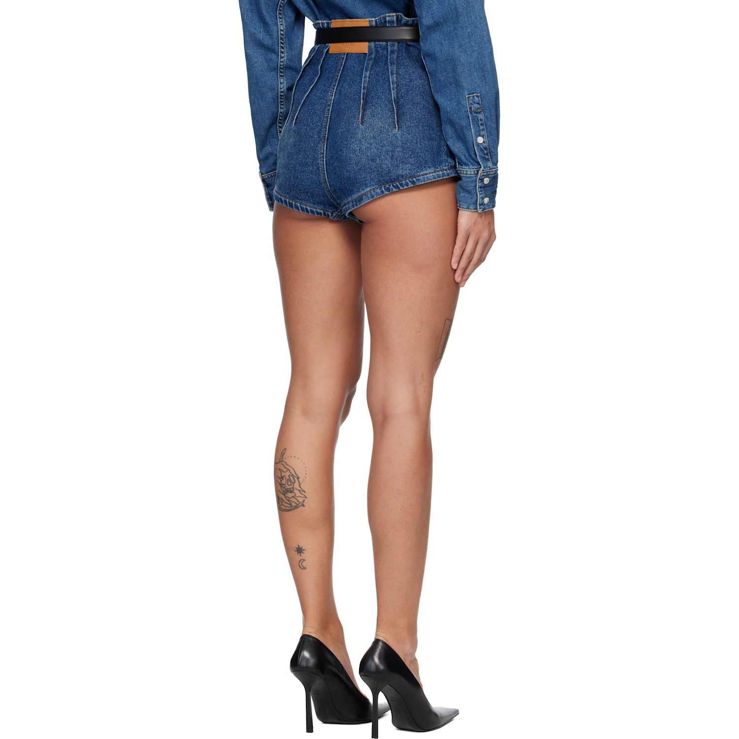  Mugler Blue Denim Tailored Shorts 