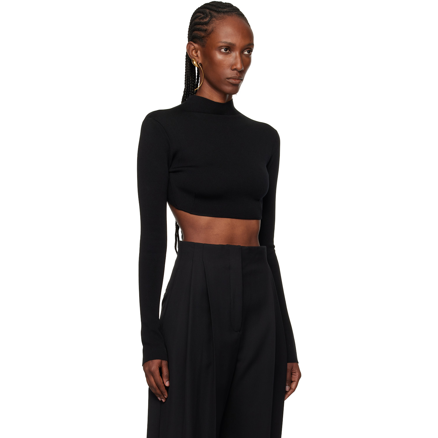  Mugler Black Short Knit Top 