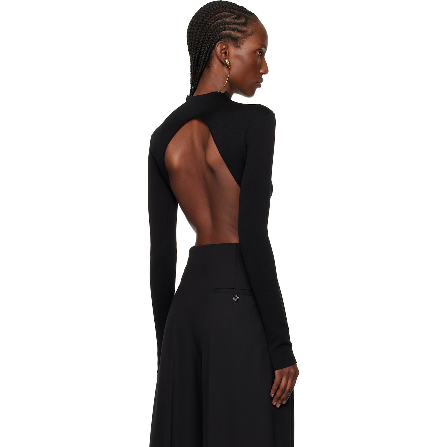  Mugler Black Short Knit Top 
