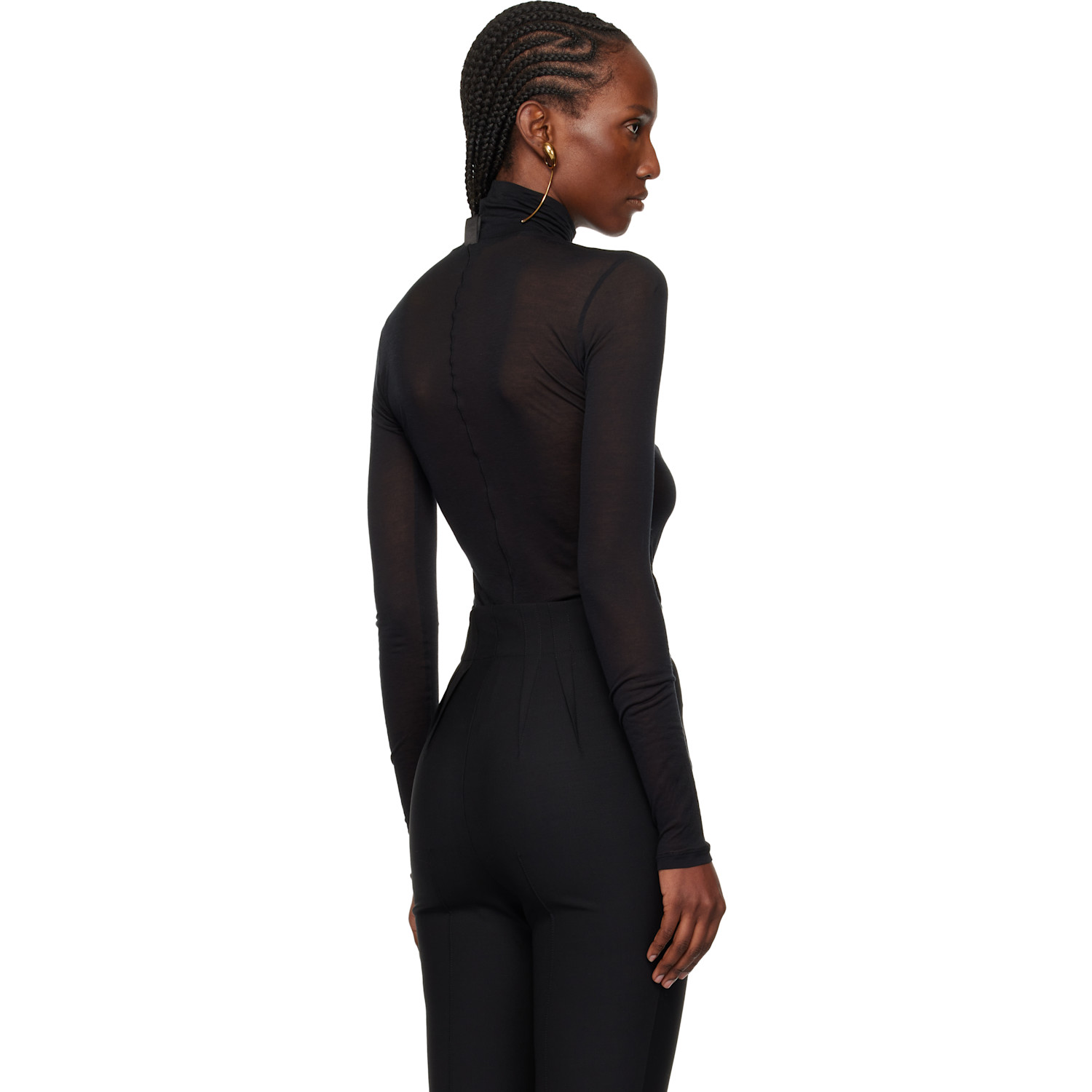  Mugler Black Turtleneck Top 