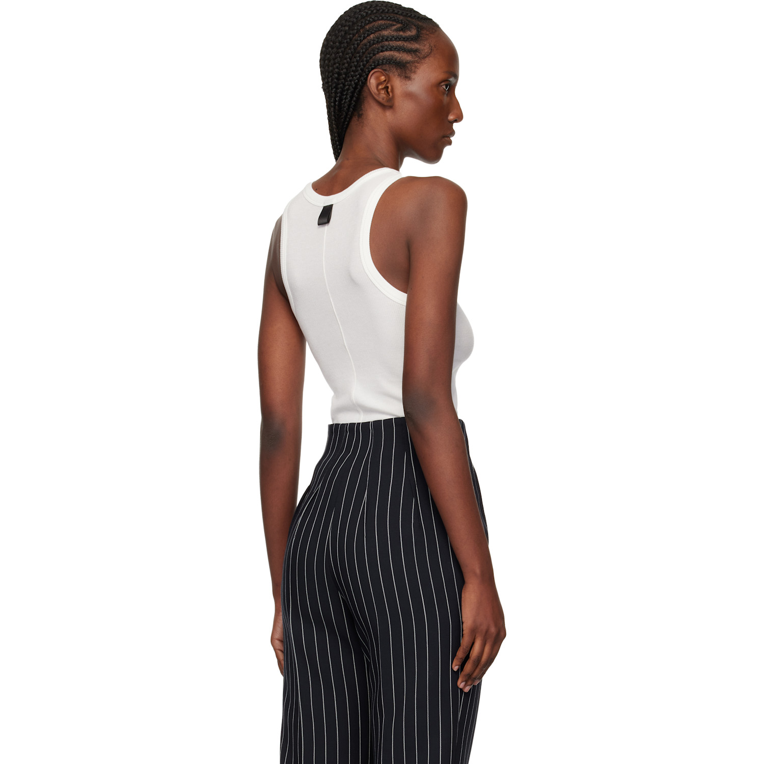  Mugler White Ribbed Tank Top 