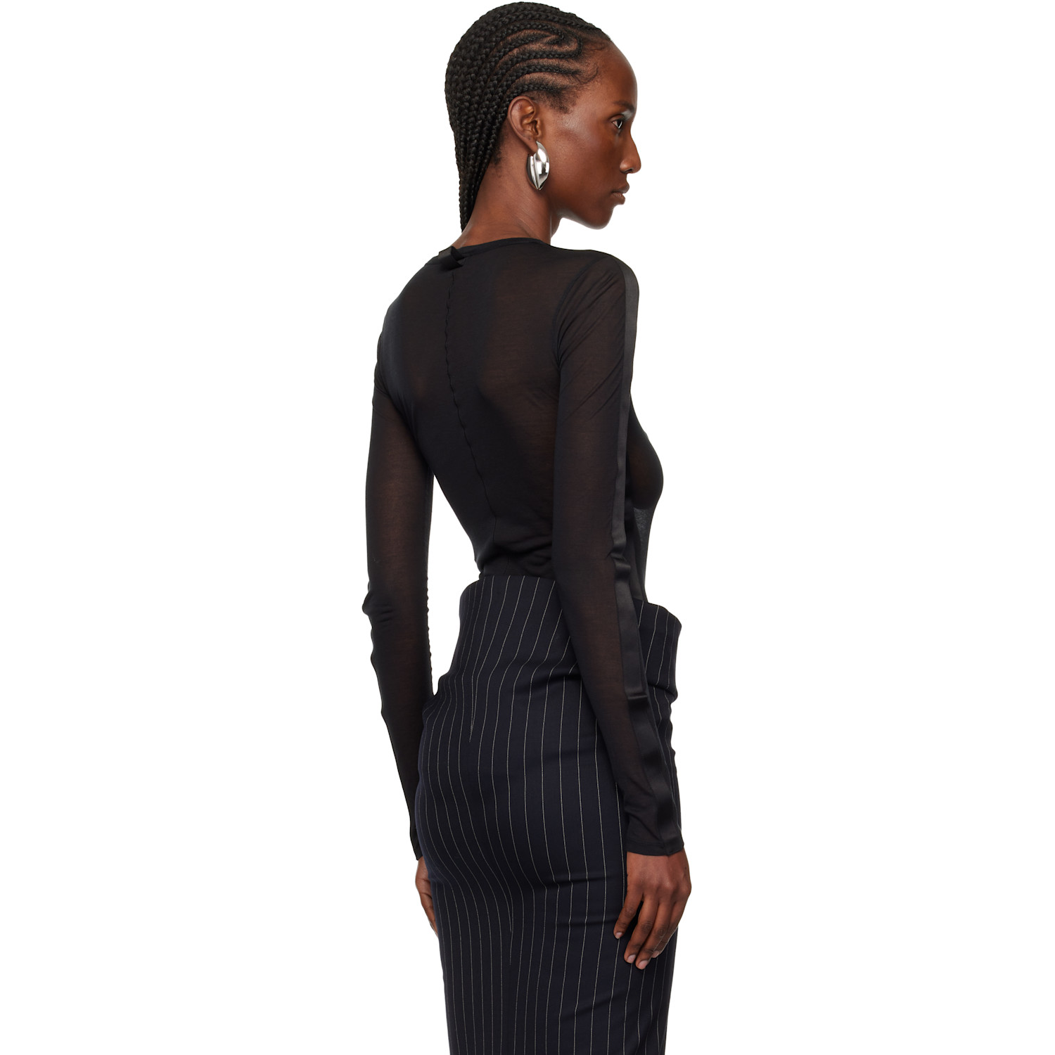  Mugler Black Tuxedo Bodysuit 