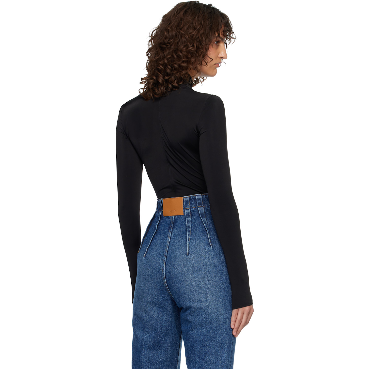  Mugler Black Scarf Bodysuit 