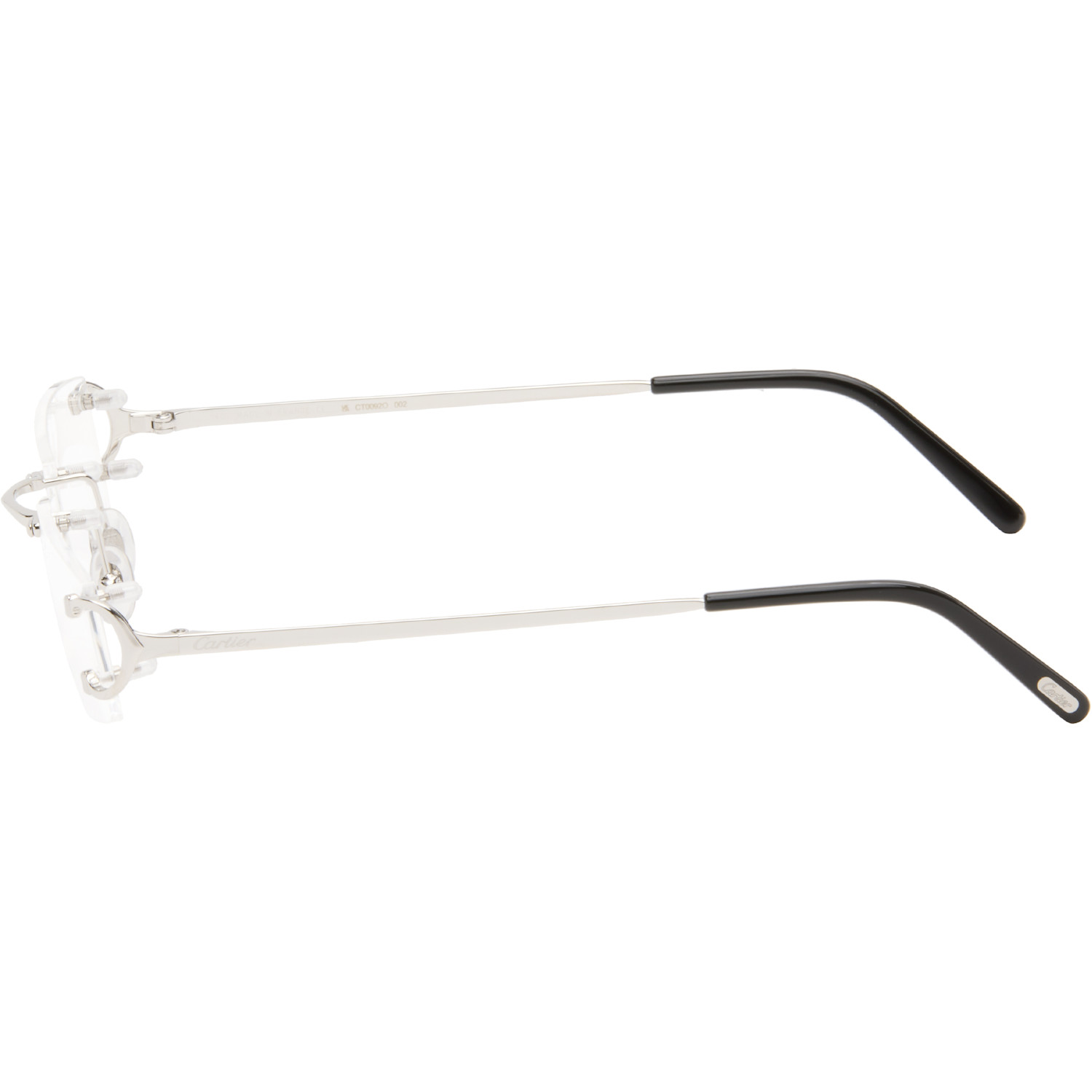  Cartier Silver Rimless Rectangle Glasses 