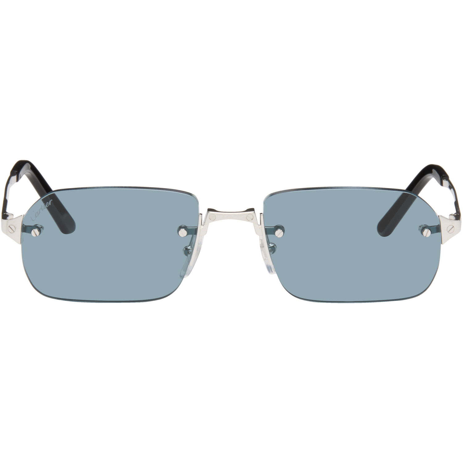 Cartier Silver 'Santos de Cartier' Sunglasses