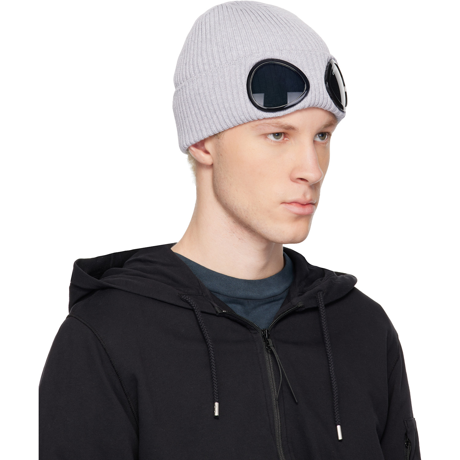  C.p. Company Gray Cotton Goggle Beanie 