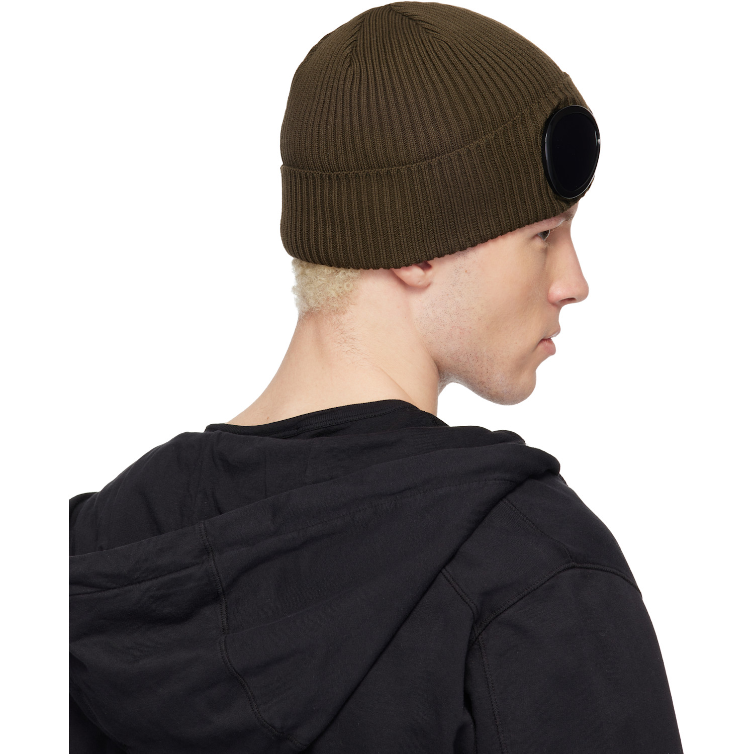  C.p. Company Khaki Cotton Goggle Beanie 
