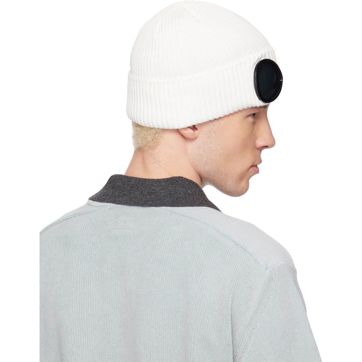  C.p. Company Off-white Cotton Goggle Beanie 