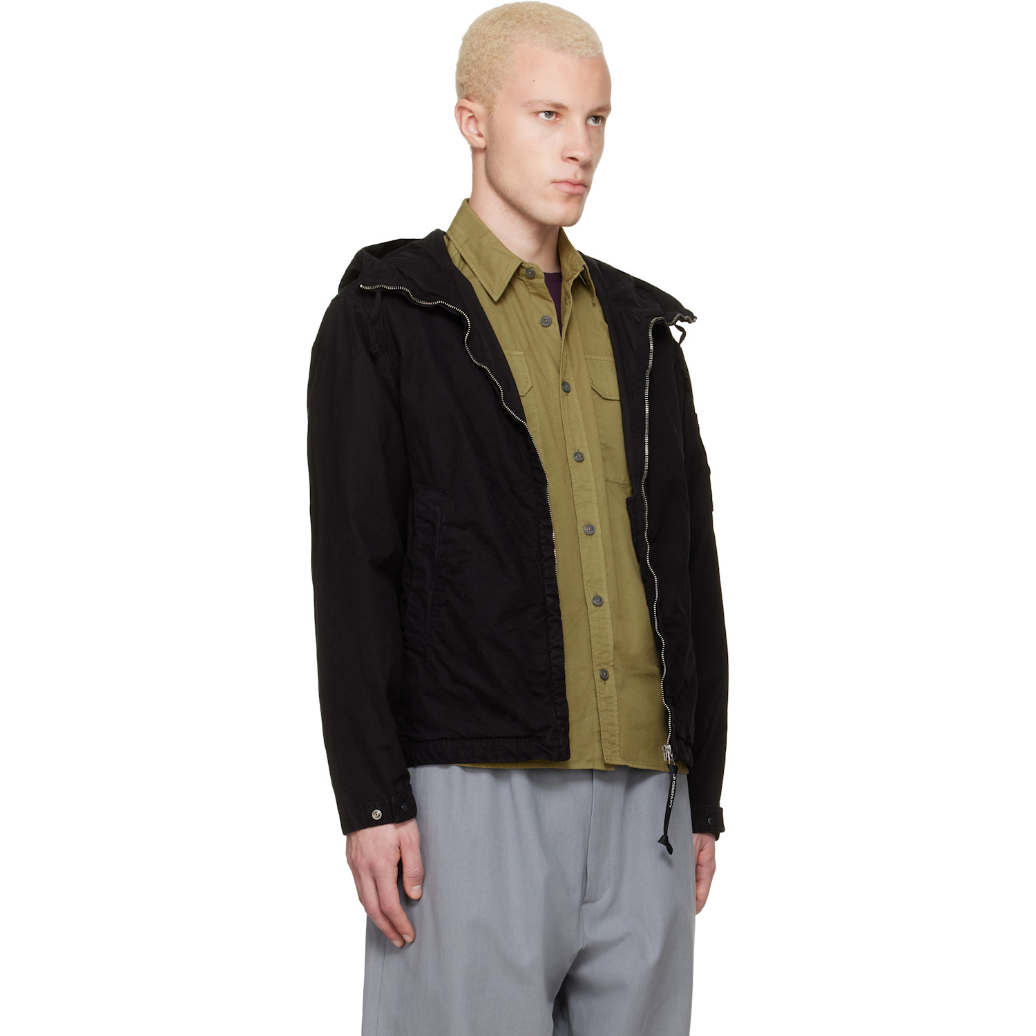  C.p. Company Black Micro-reps Hooded Lens Jacket 